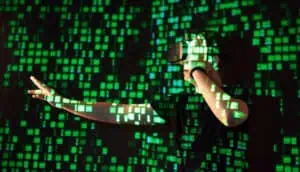 Man standing in pugh matrix with