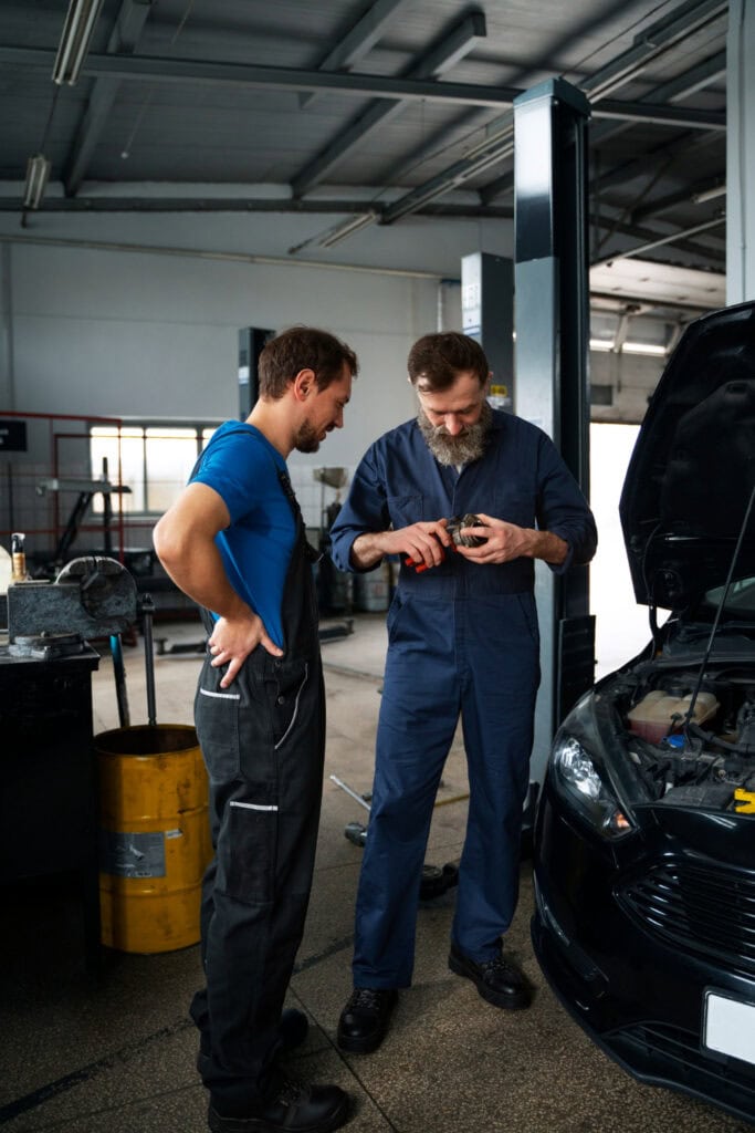 Two automechanics working